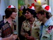 freshers discuss the legend of Dicky Kavanaugh at the golden oldies party.... Dig those hats!