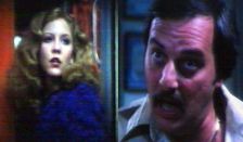 Nancy Allen flees trouble on the tube (left) - Dennis Franz plays the aggressive cop (right)