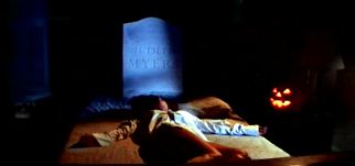 ...Laurie Strode is confronted by a really ghoulish Halloween display.