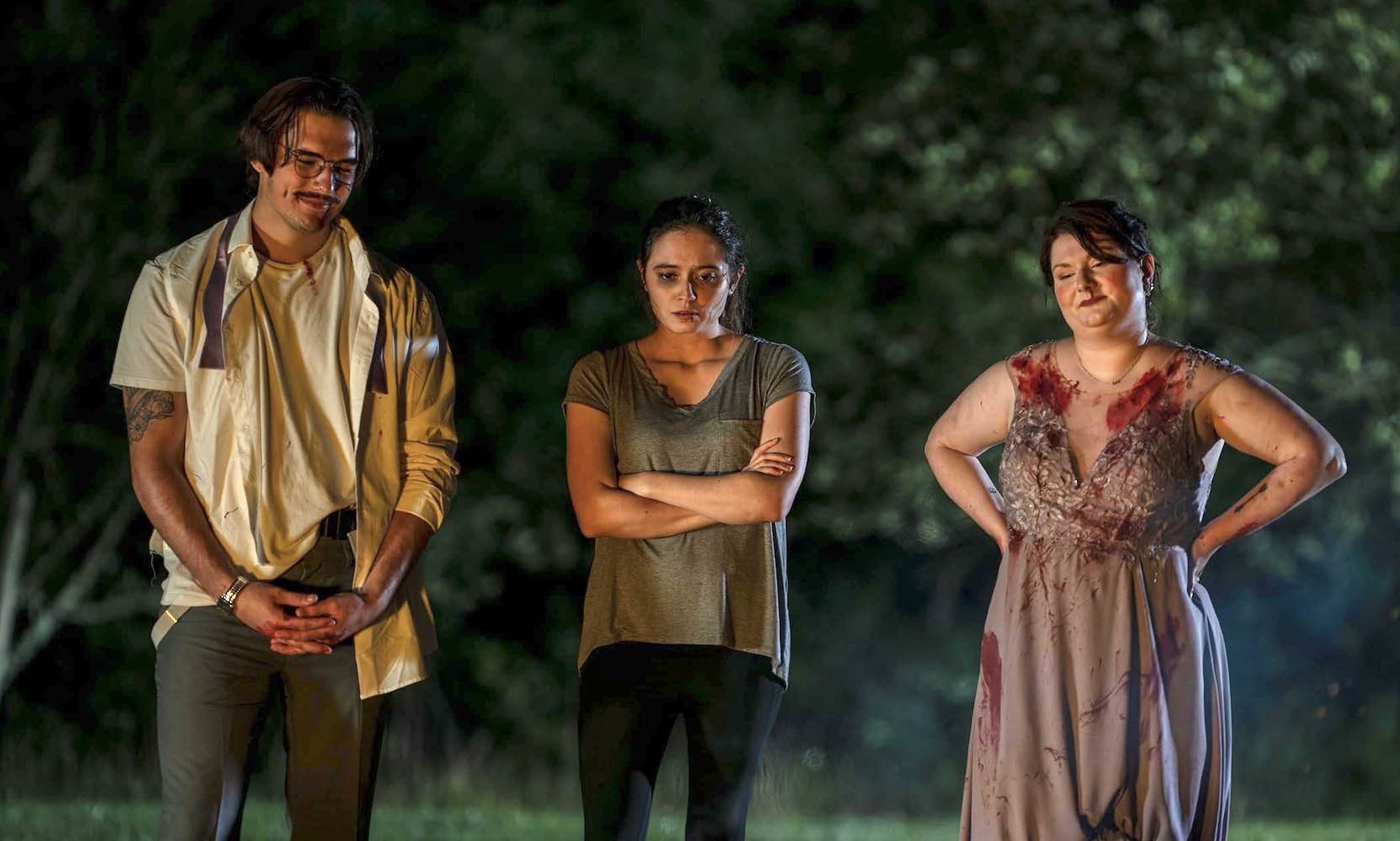 Abby (Brandi Botkin) becomes a willing accomplice to murder after she is drugged and raped in the film BYSTANDERS
