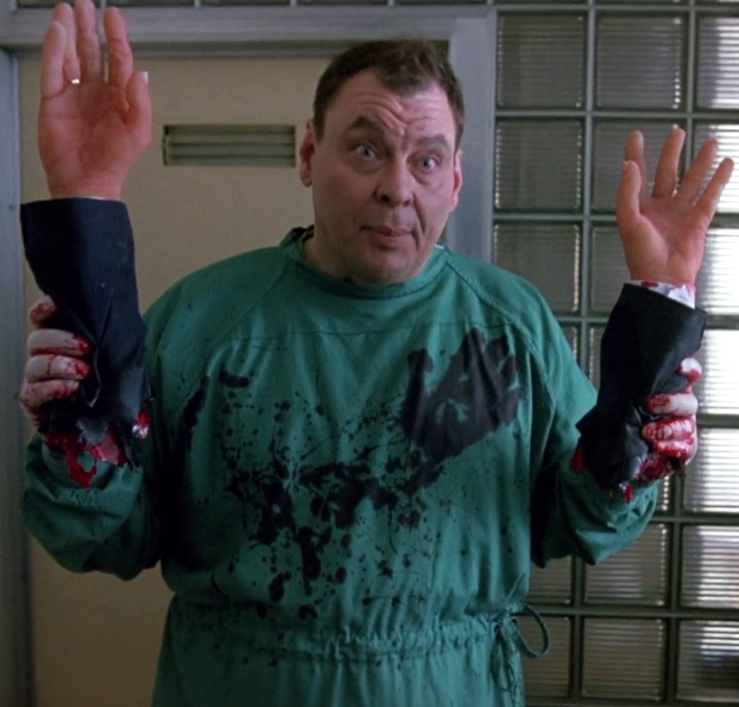 Larry Drake plays Dr. Giggles purely for laughs; arguably to the detriment of the horror elements