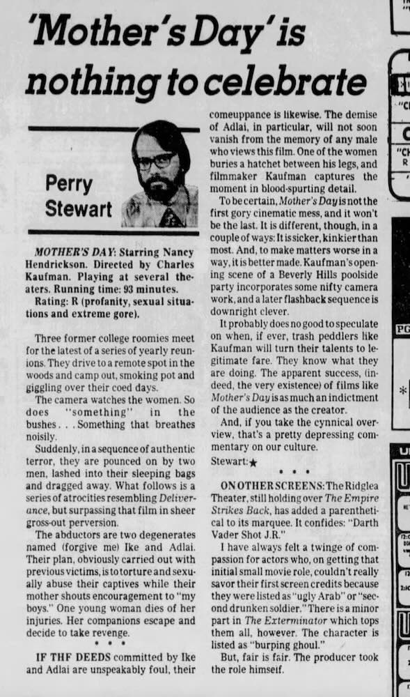 MOTHER&apos;S DAY didn&apos;t exactly win critical plaudits