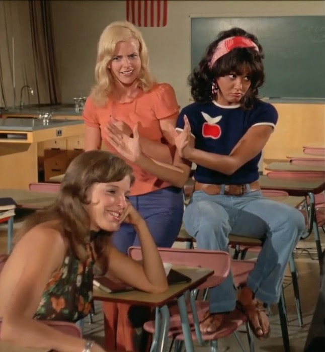 Marki Bey, Roberta Collins and Laurie Rose are college friends in Arthur Mark&apos;s 1973 proto-slasher and sexploitation mashup THE ROOMMATES.