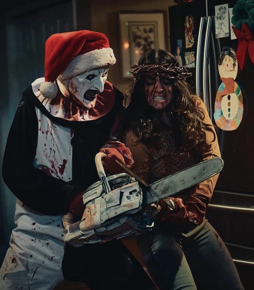 Art the Clown (once again played by David Howard Thorton) and Sienna (Lauren Lavera) battle once again in Damien Leone&apos;s TERRIFIER 3