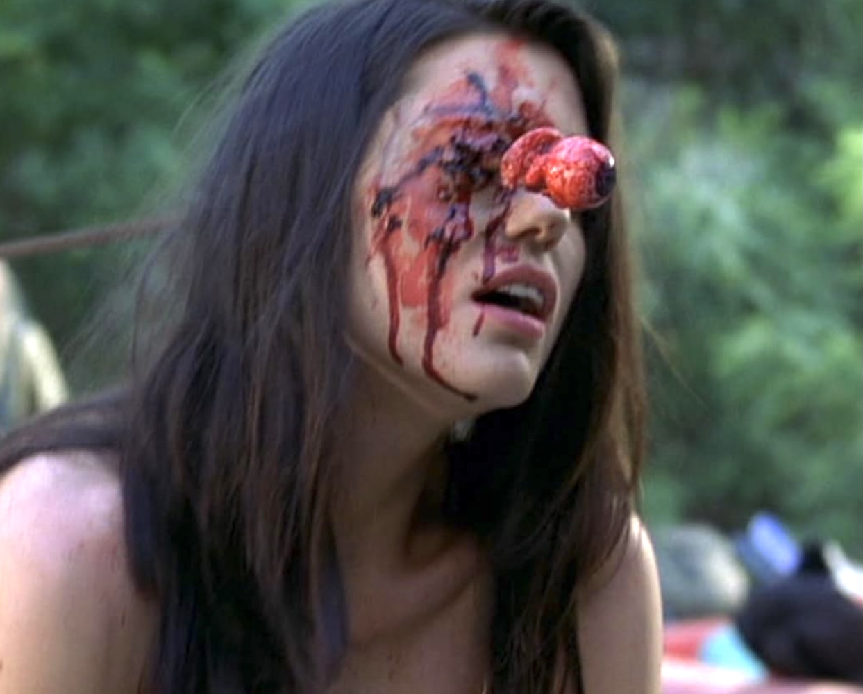 The series is known for its gore gags, and there are plenty in WRONG TURN 3